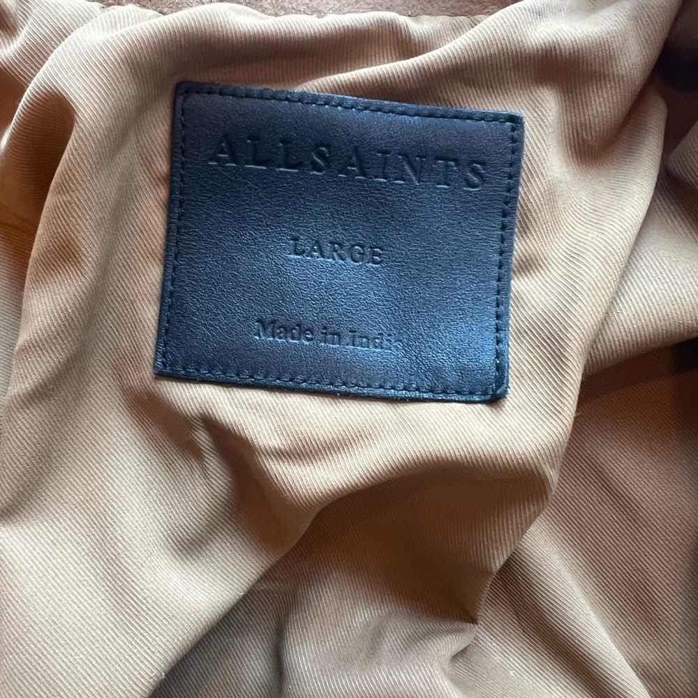 All Saints Light Brown Suede Jacket - Picture 3 of 7